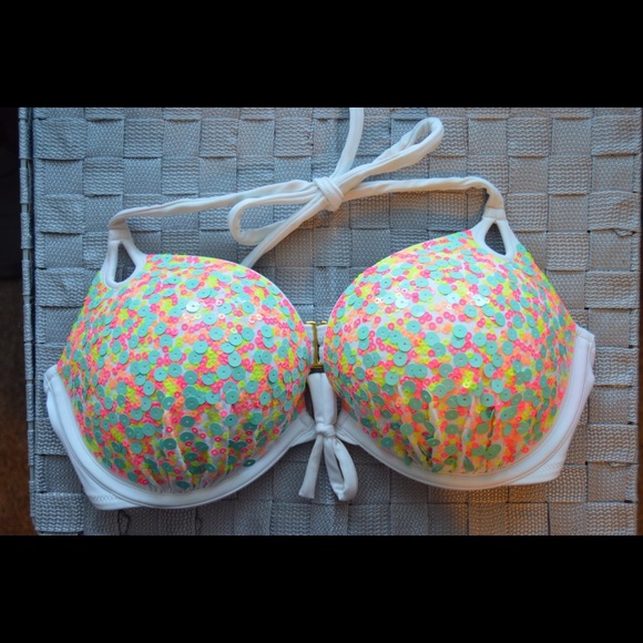 Victoria's Secret Other - Sequined Victoria Secret Push Up Halter Top